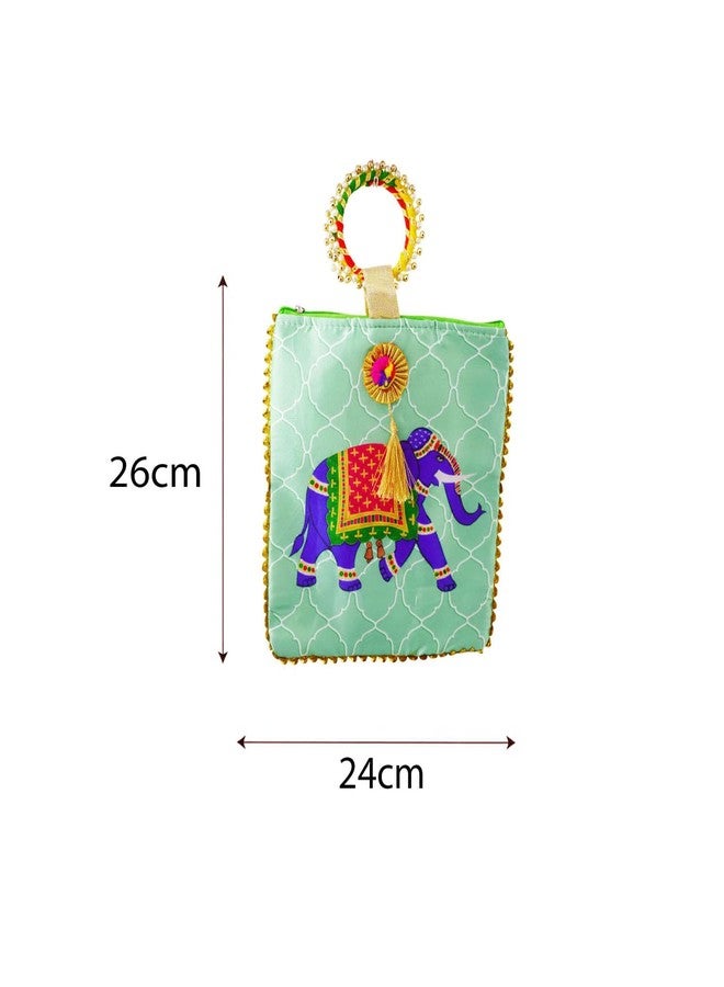 TAVASYA Traditional Potli Gift Bags with Zip & Bangle Handle - Pack of 30 - Elephant Design | Return Gift Bags for Weddings, Pooja, Baby Shower, Housewarming, Festivals & Functions - Image 2